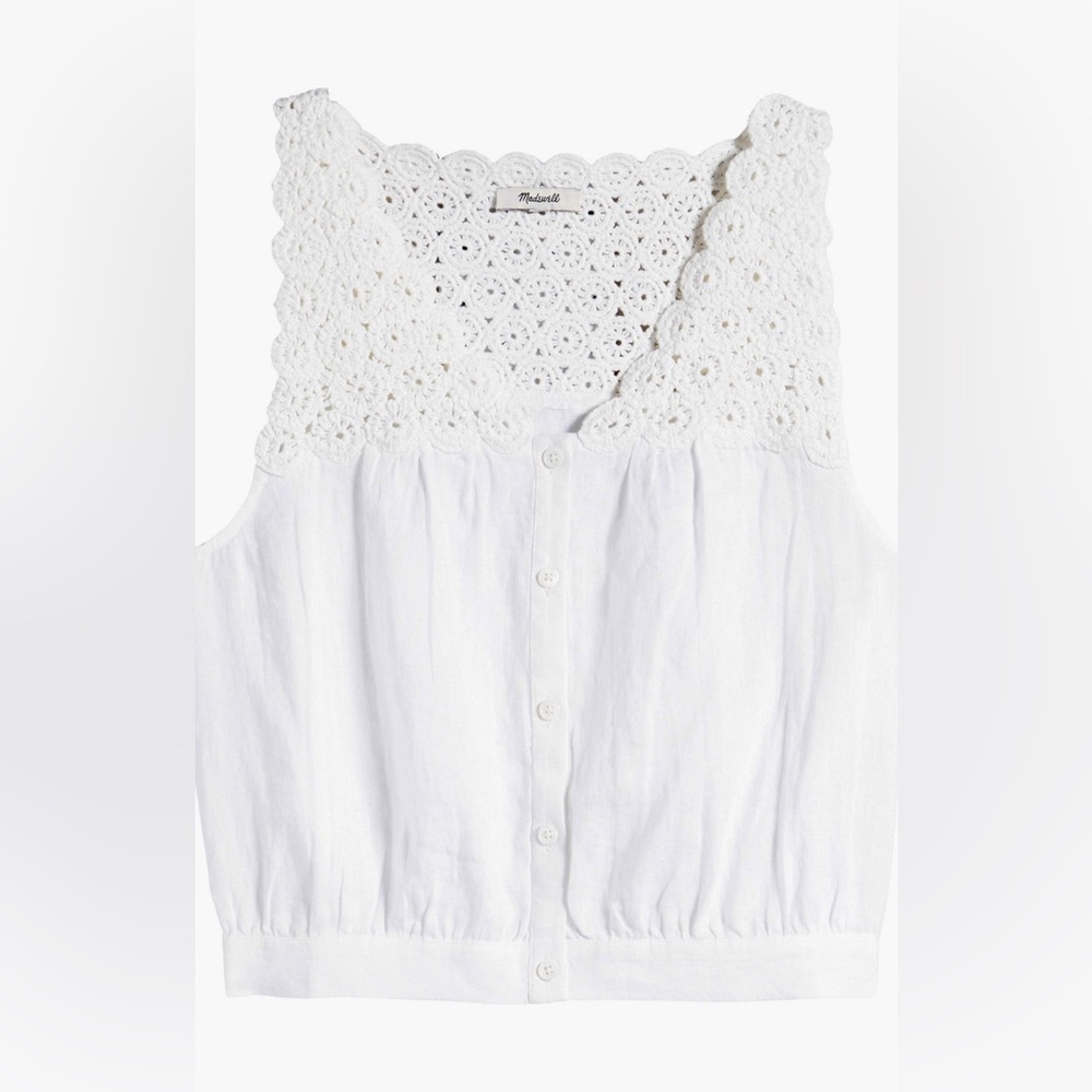 NWT Madewell Embroidered V-Neck Bubble Top